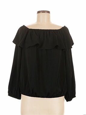Michael Kors Black Off-Shoulder Ruffle Blouse